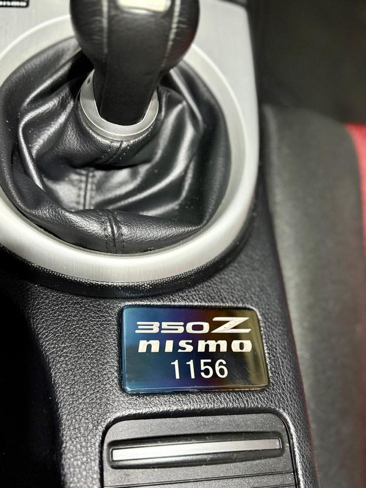 Nissan 350z Nismo center console build plaque